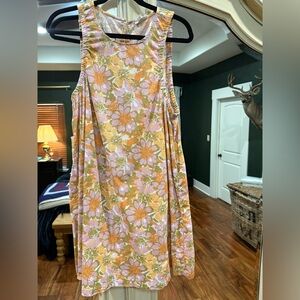 100% COTTON Sleeveless Summer Dress in Peach and Pink
